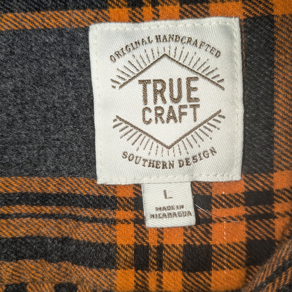 True Craft Orange and Black Plaid Casual Button Down Shirt